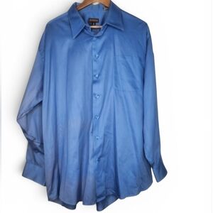 Vintage Zanzara Big Cotton Dress Shirt in Blue Size 18 34/35